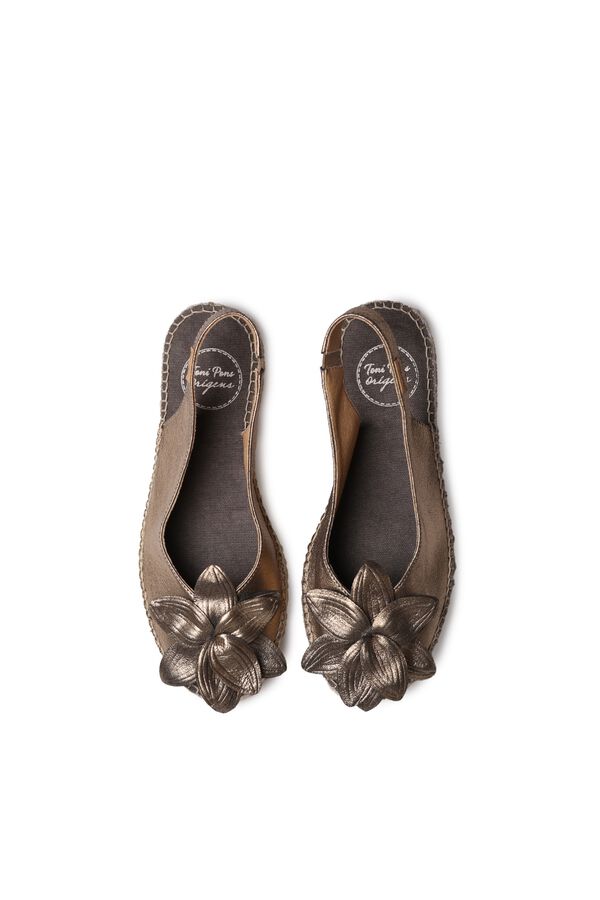 Toni Pons Alpargata peep toe en piel brillante Gris