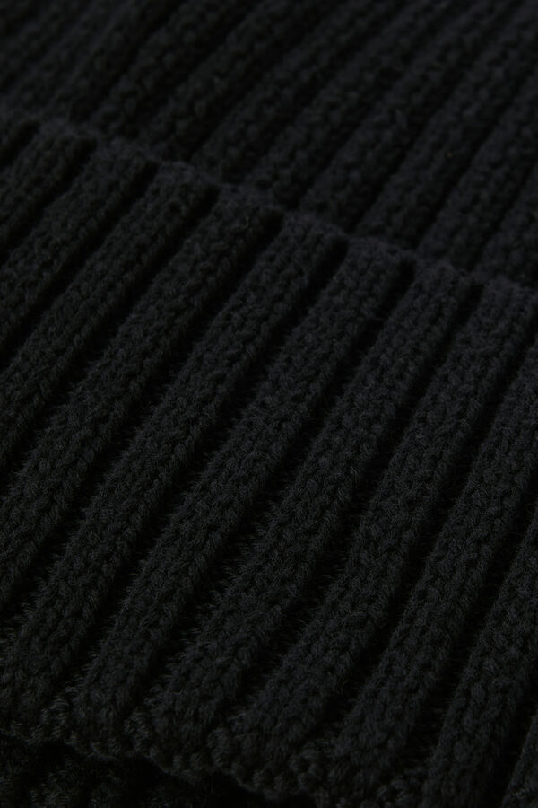 Jack & Jones Gorro punto de algod&oacute;n Negro
