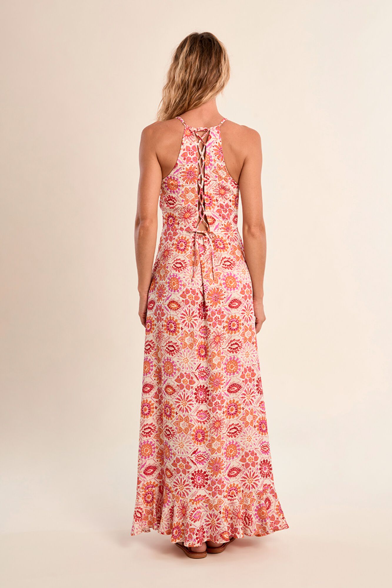 Molly Bracken Vestido comprido de al&ccedil;as estampado com folhos