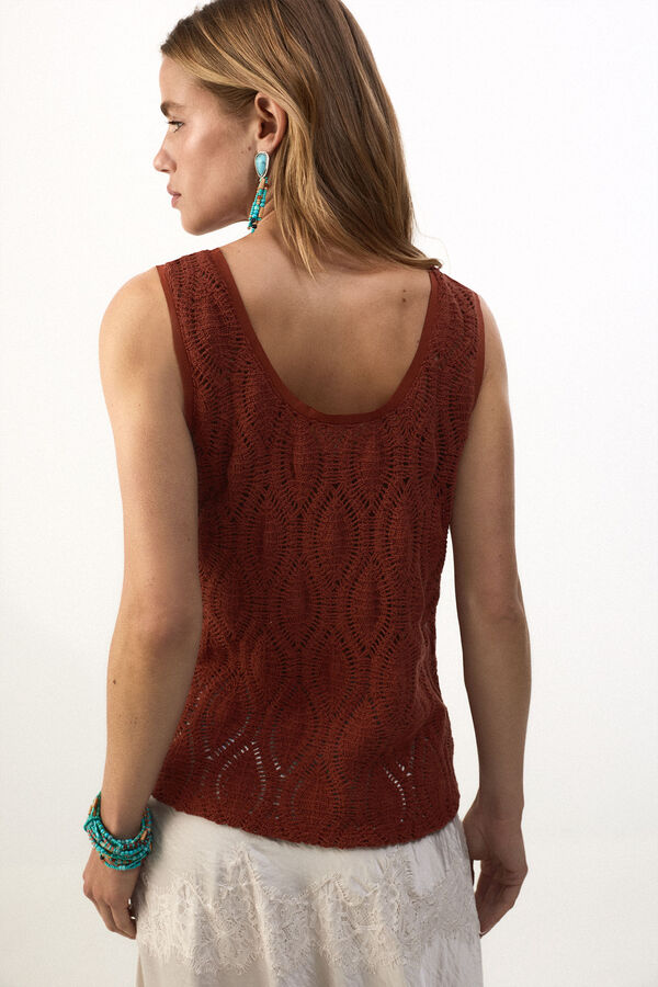 Slowlove Top tirantes crochet Tabaco