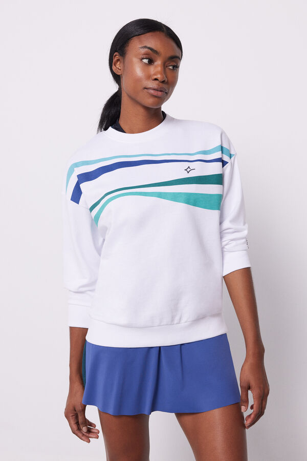 Dash and Stars Sweatshirt Baumwolle mit Print Weiß