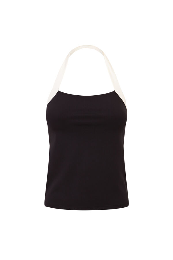 Dash and Stars Tank top deportivo halter 4D Stretch contraste negro negro