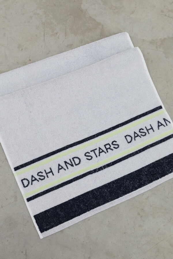 Dash and Stars Lightweight white terry towel beige