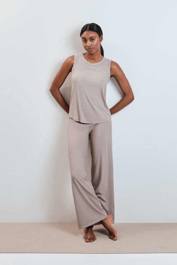 Dash and Stars Beige ribbed vest top nude