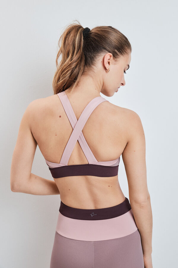 Dash and Stars Pink 4D Stretch color block sports bra pink