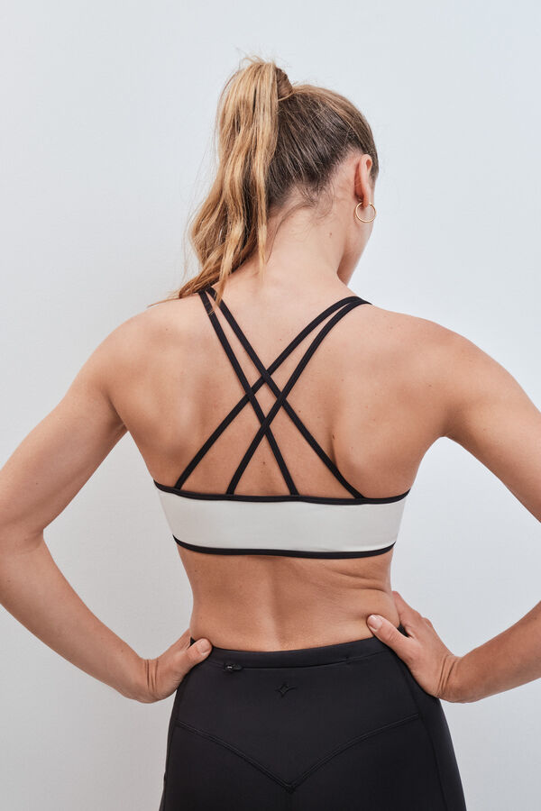 Dash and Stars White 4D Stretch sports bra beige