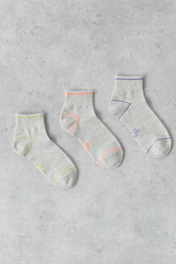 Pack 3 calcetines cortos algodón, Accesorios deportivos de mujer
