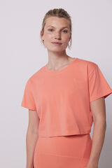 Dash and Stars Peach short-sleeved cropped T-shirt red
