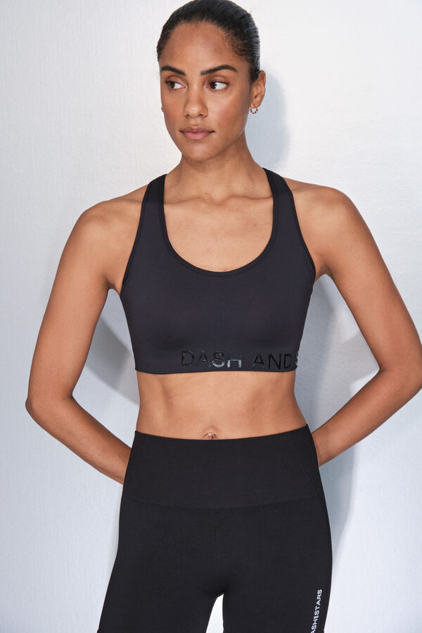 Dash and Stars 4D Stretch Sports Bra with Greater Coverage in Black black