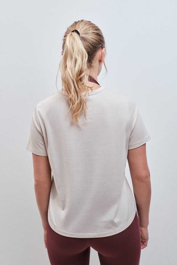 Dash and Stars T-shirt manches courtes en coton et modal blanc beige
