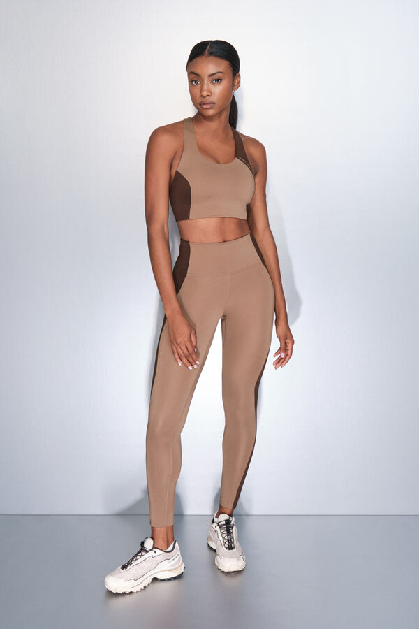 Dash and Stars 4D STRETCH color block leggings nude