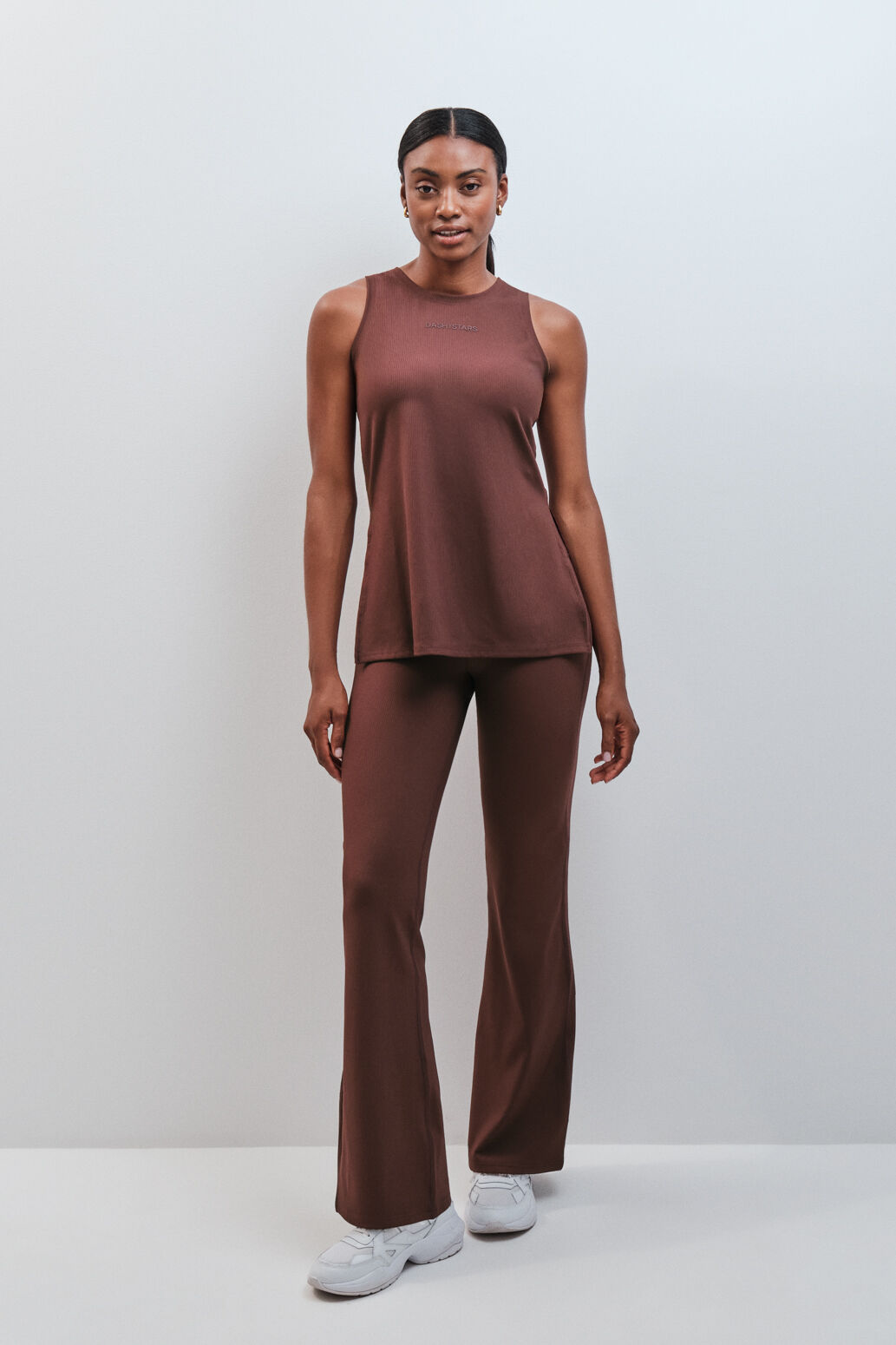 Dash and Stars Burgundy technical ribbed vest top