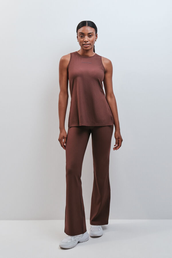 Dash and Stars Burgundy technical ribbed vest top printed