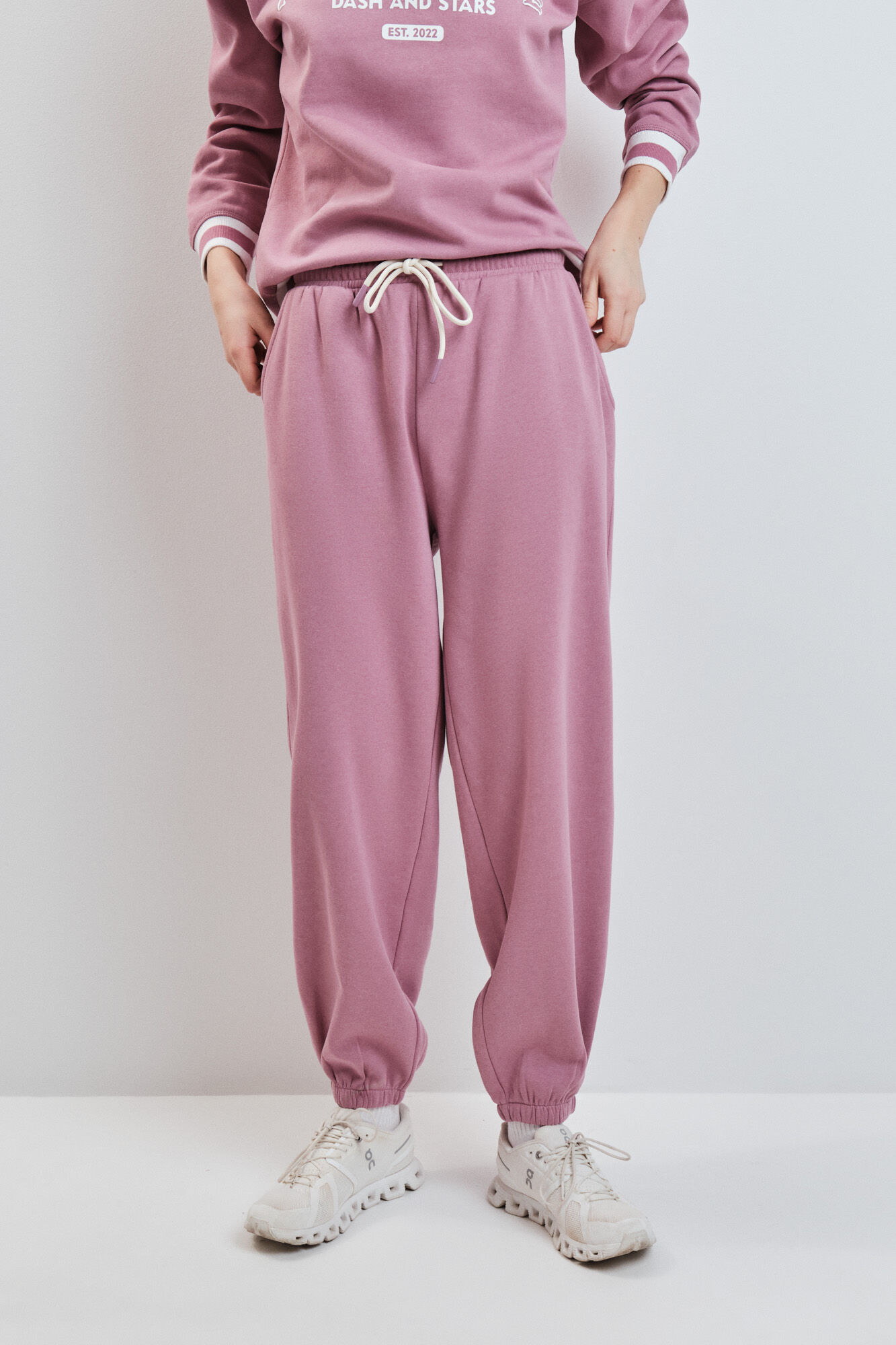 Dash and Stars Pantalon droit en molleton rose