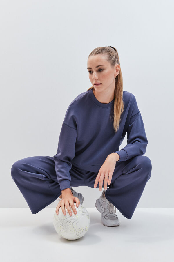 Dash and Stars Blue modal wide leg trousers blue