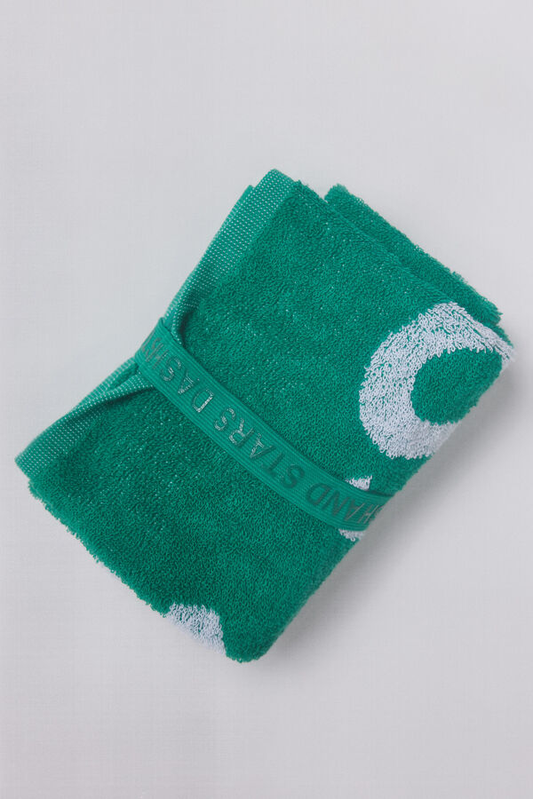 Dash and Stars Cotton green towel  green