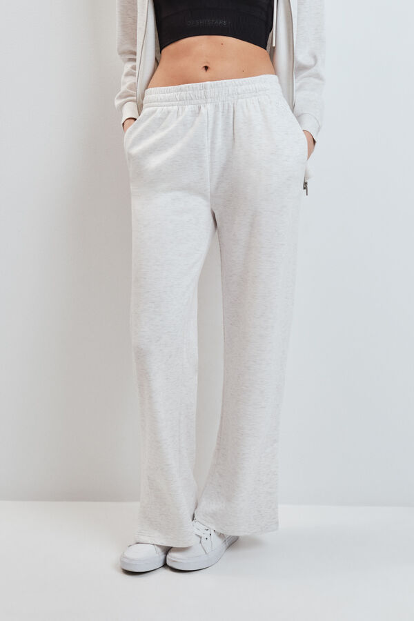 Dash and Stars Pantalon long ample en viscose douce gris gris