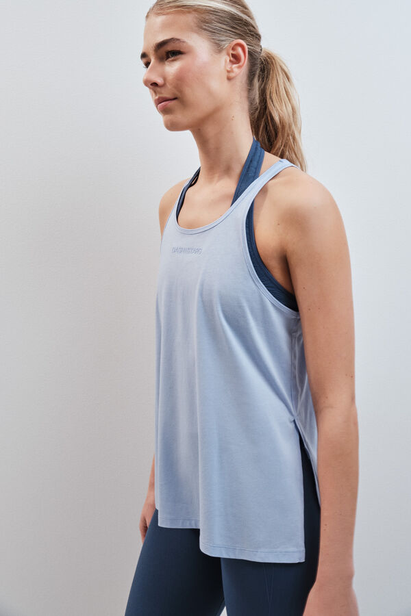 Dash and Stars Blue 100% cotton halterneck T-shirt blue