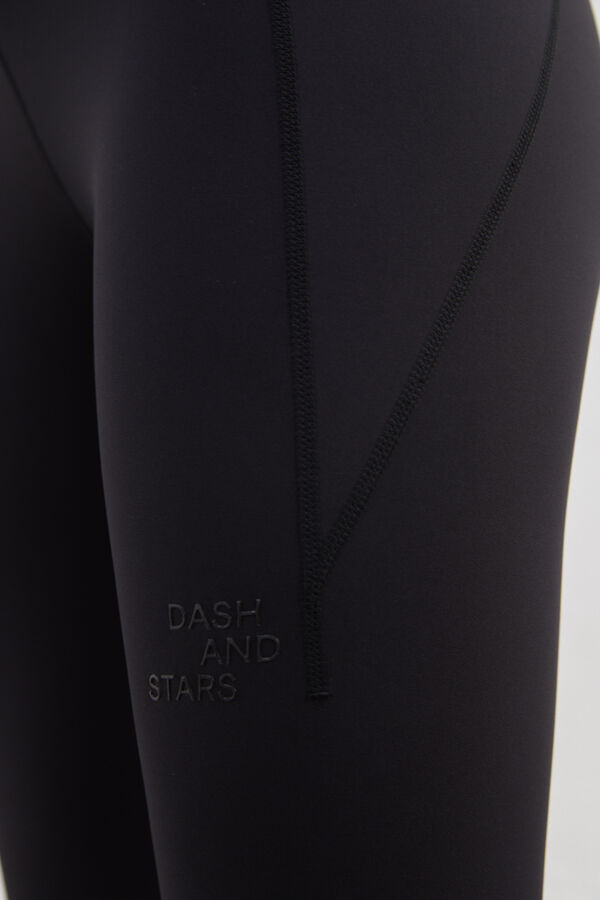 Dash and Stars Középhosszú, 4D Stretch leggings fekete színben fekete