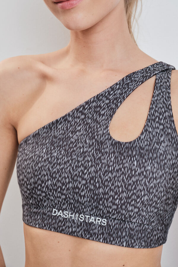 Dash and Stars Soutien-gorge de sport 4D Stretch imprim&eacute; bicolore noir