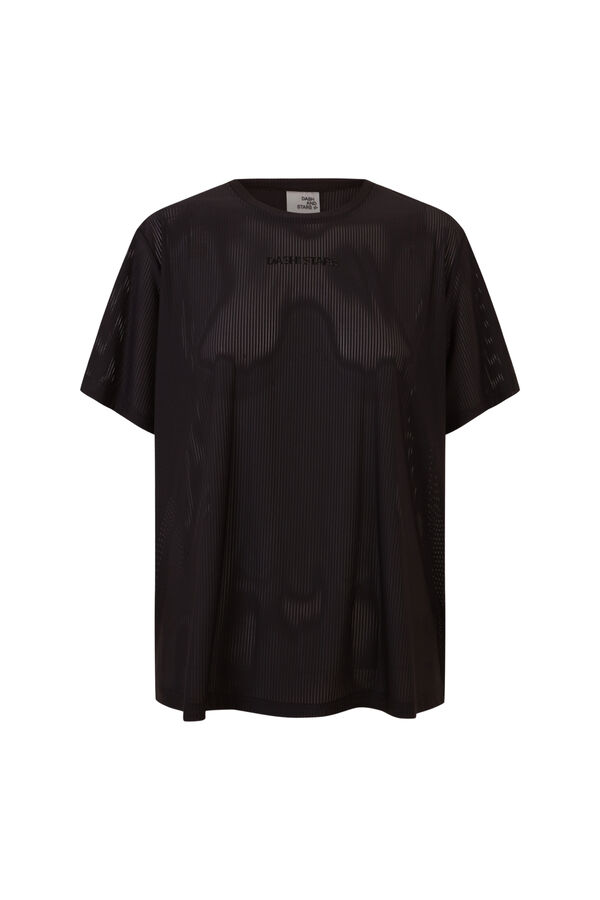 Dash and Stars T-shirt manches courtes semi-transparent noir noir