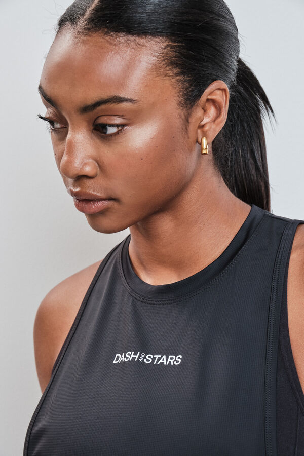 Dash and Stars Black sleeveless technical T-shirt black