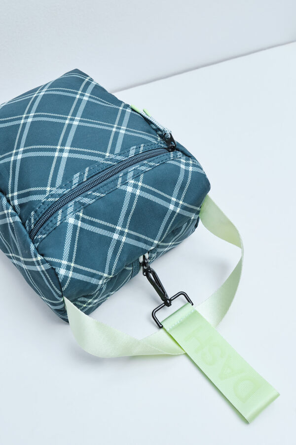 Dash and Stars Green plaid vanity case green