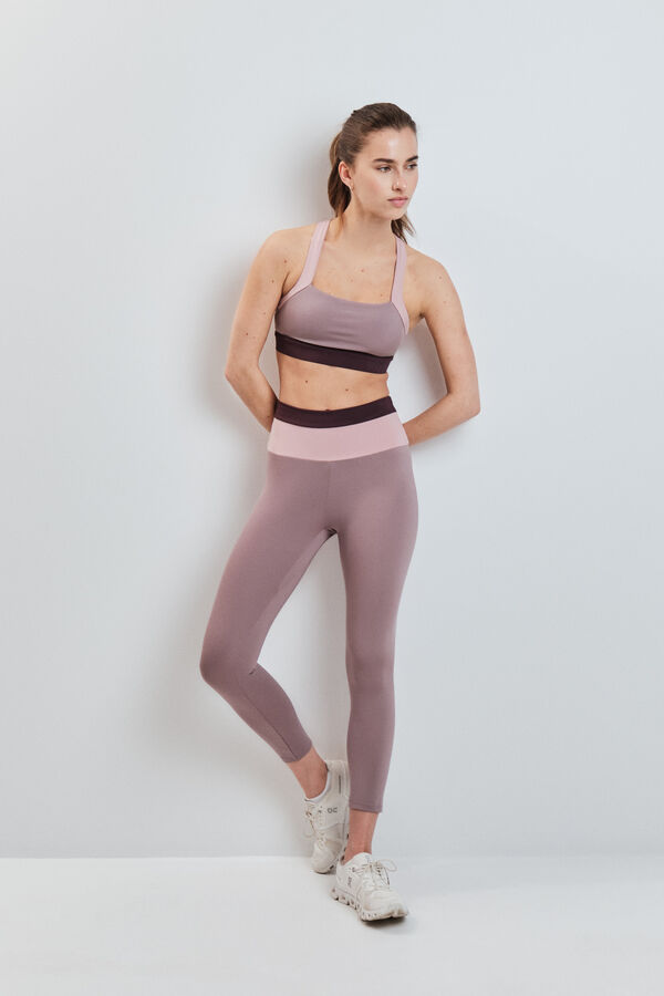 Dash and Stars Leggings crop 4D STRETCH color block rosa rosa