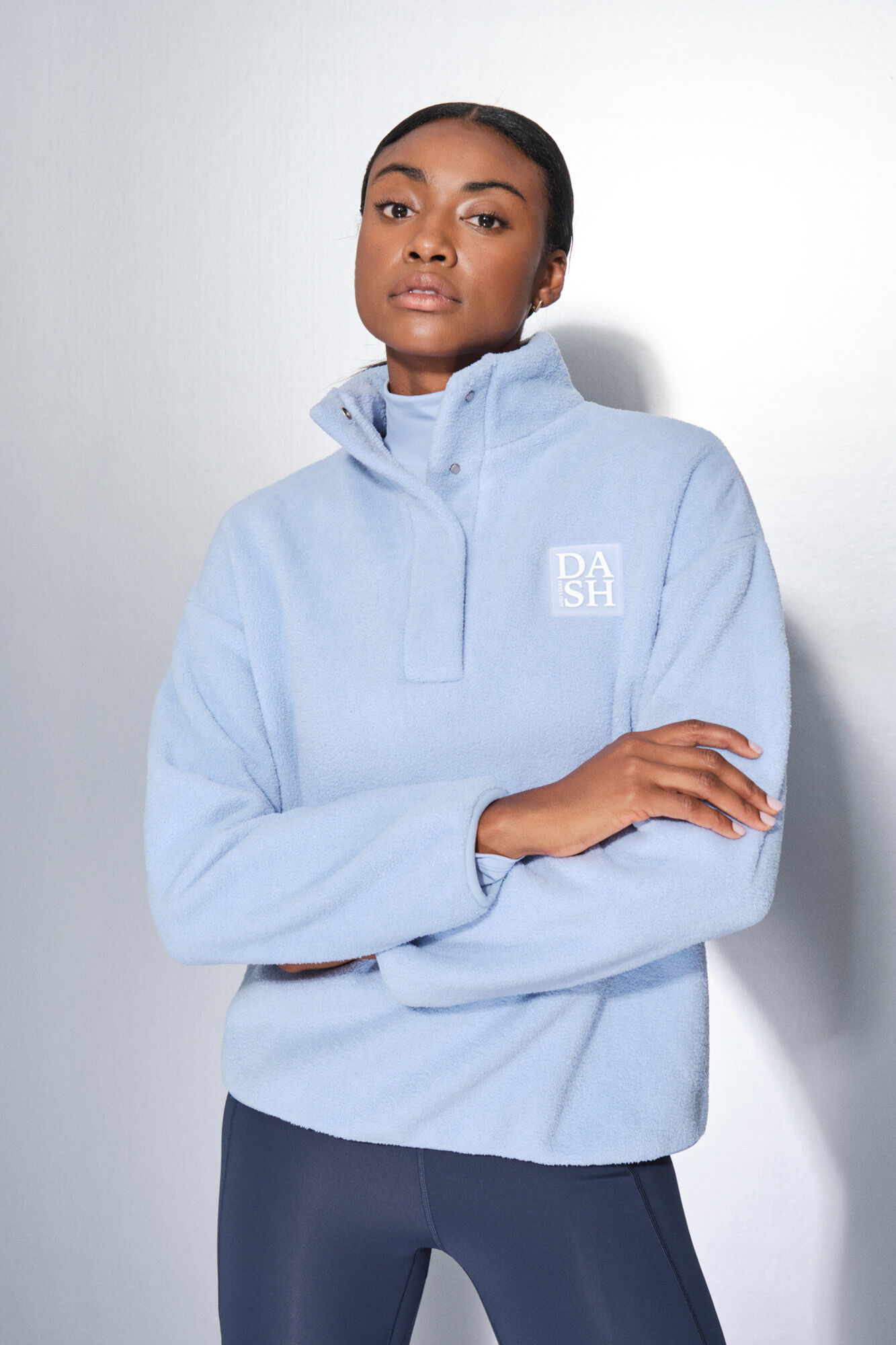 Dash and Stars Baby blue sweatshirt fleece zip fastening
