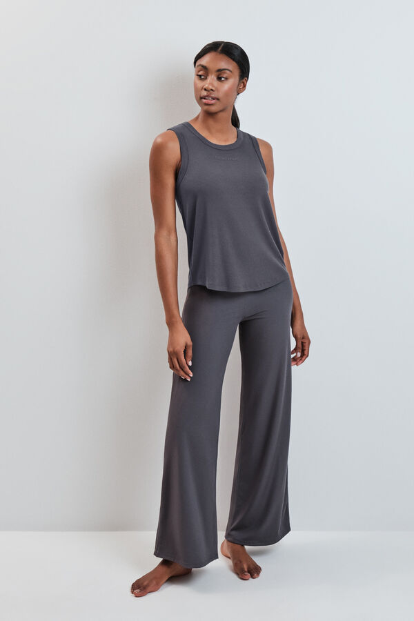 Dash and Stars Grey ribbed sleeveless vest top grey