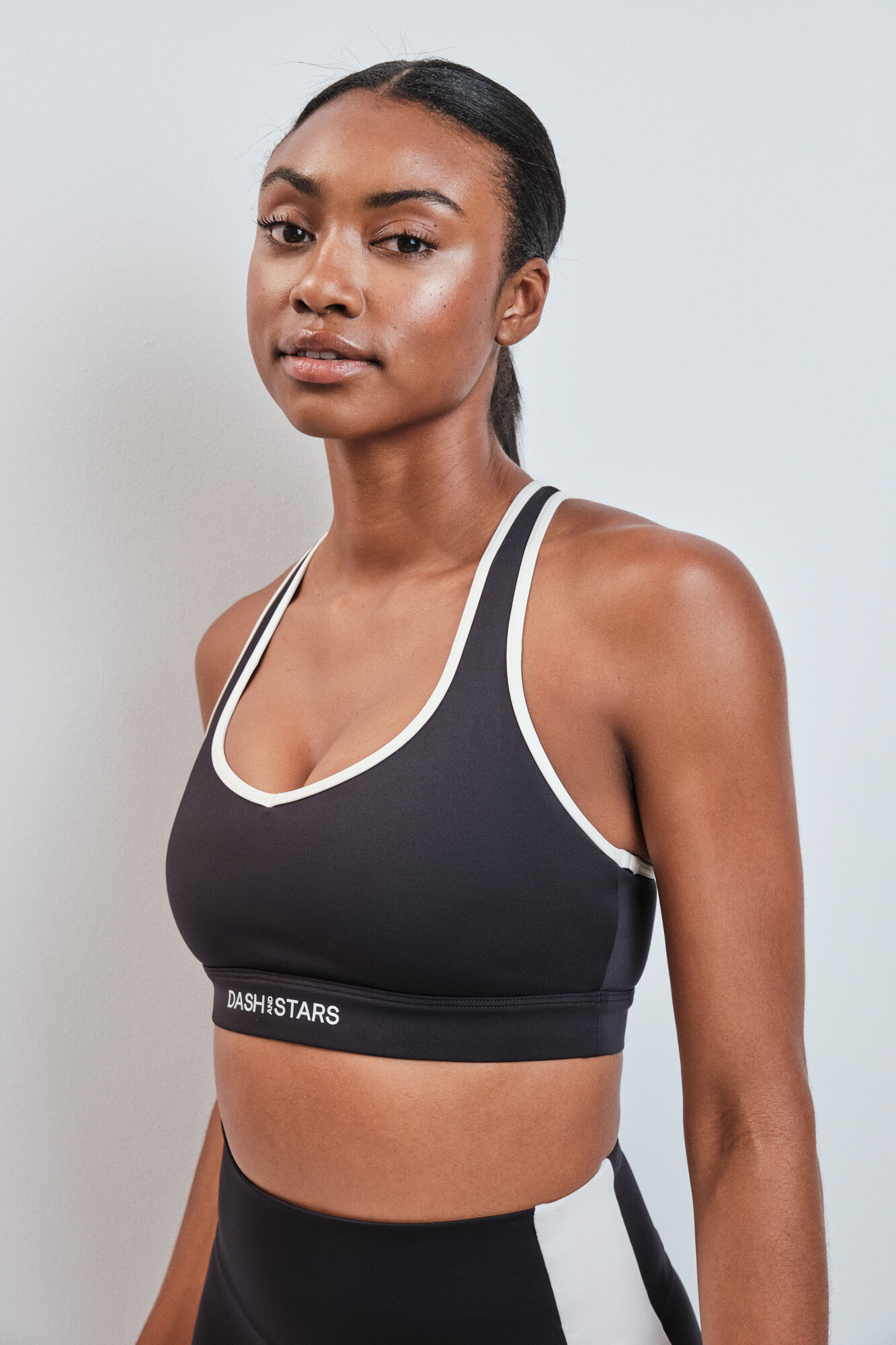 Dash and Stars Black 4D Stretch sports bra