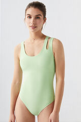 Dash and Stars Green asymmetric quick dry swimsuit green