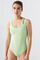 Dash and Stars Green asymmetric quick dry swimsuit green