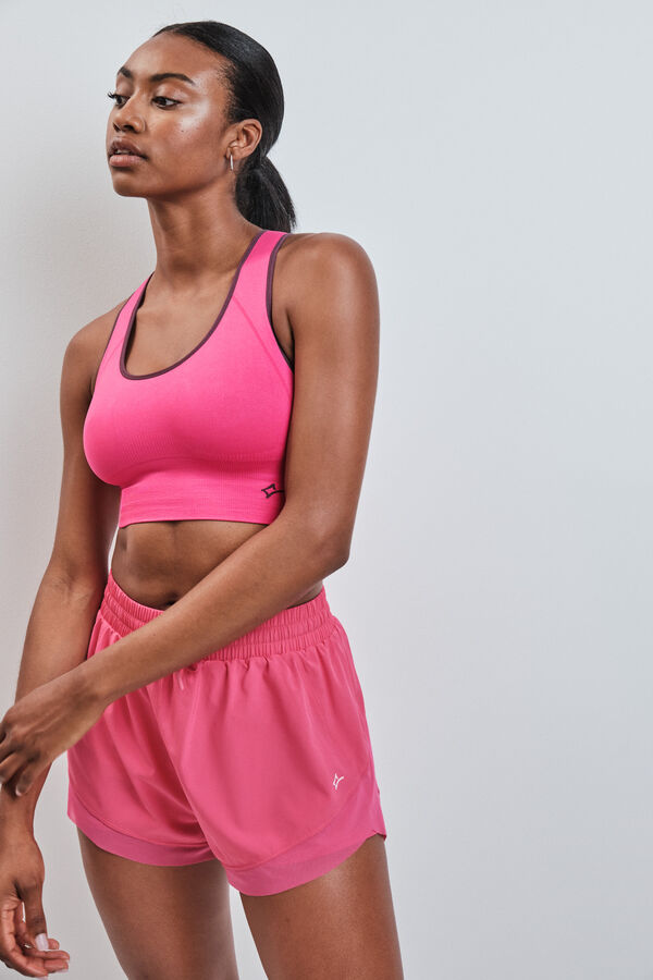 Dash and Stars Pink 4D Stretch reversible sports bra pink