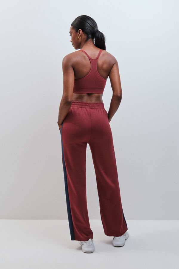Dash and Stars Burgundy soft touch wide leg long trousers red