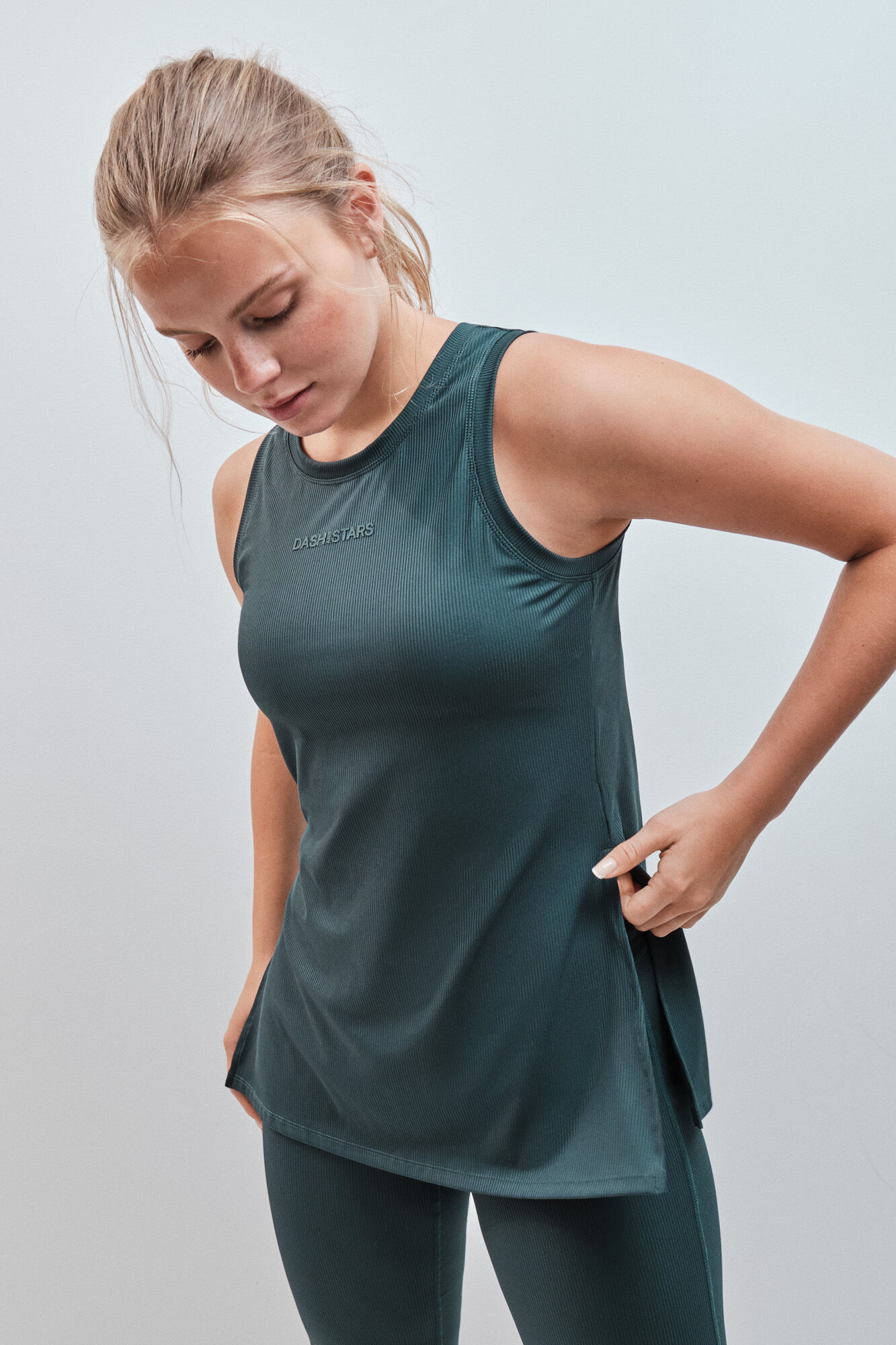 Dash and Stars T-shirt sans manches c&ocirc;tel&eacute; technique vert