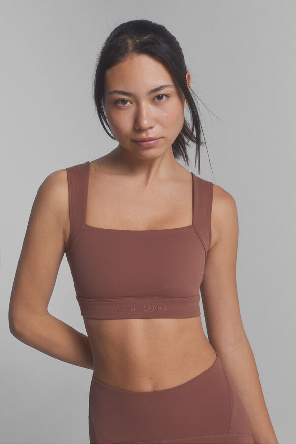 Dash and Stars Brown SOFT MOVE sports bra nude