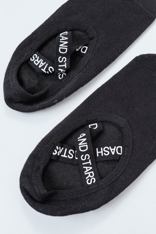 Dash and Stars Black cotton ballet slipper socks black