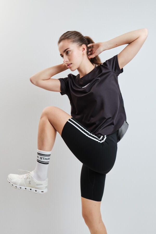 Dash and Stars T-shirt technique &agrave; empi&egrave;cements en mesh noire noir