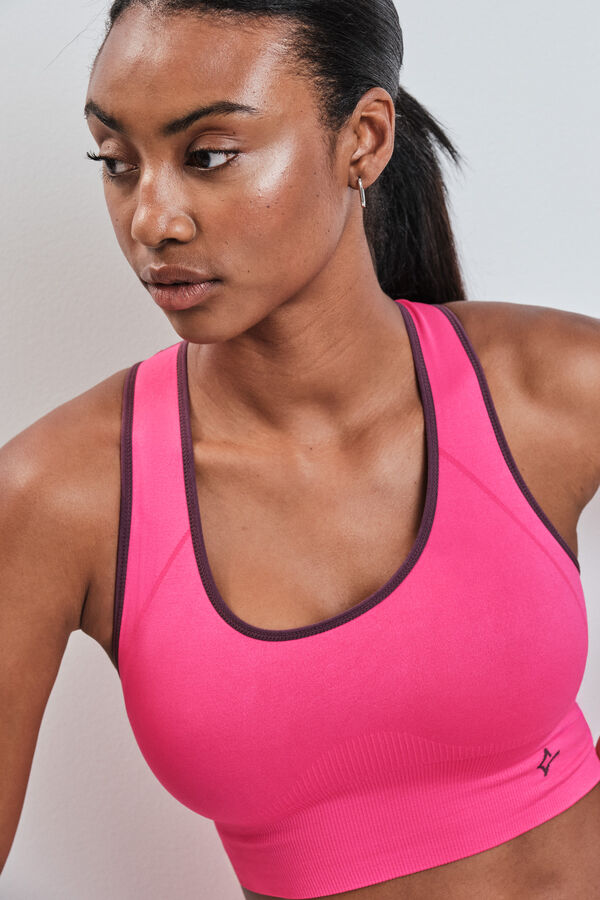 Dash and Stars Pink 4D Stretch reversible sports bra pink