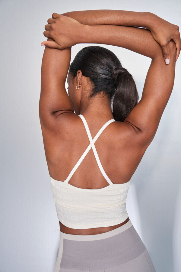 Dash and Stars Bešavni udobni beli sportski grudnjak beige