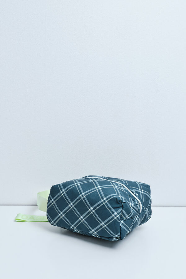 Dash and Stars Green plaid vanity case green