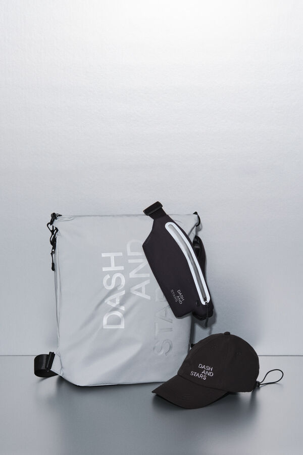 Dash and Stars Multiway metallic effect nylon backpack grey