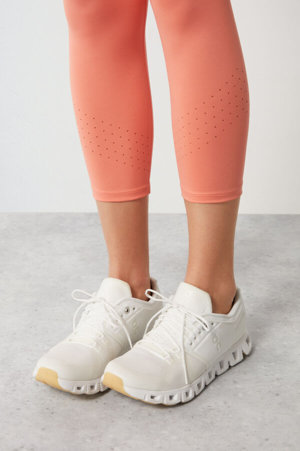 Dash and Stars Coral 4D Stretch cropped leggings red