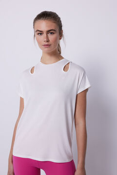 Dash and Stars T-shirt fluide cut outs blanc beige