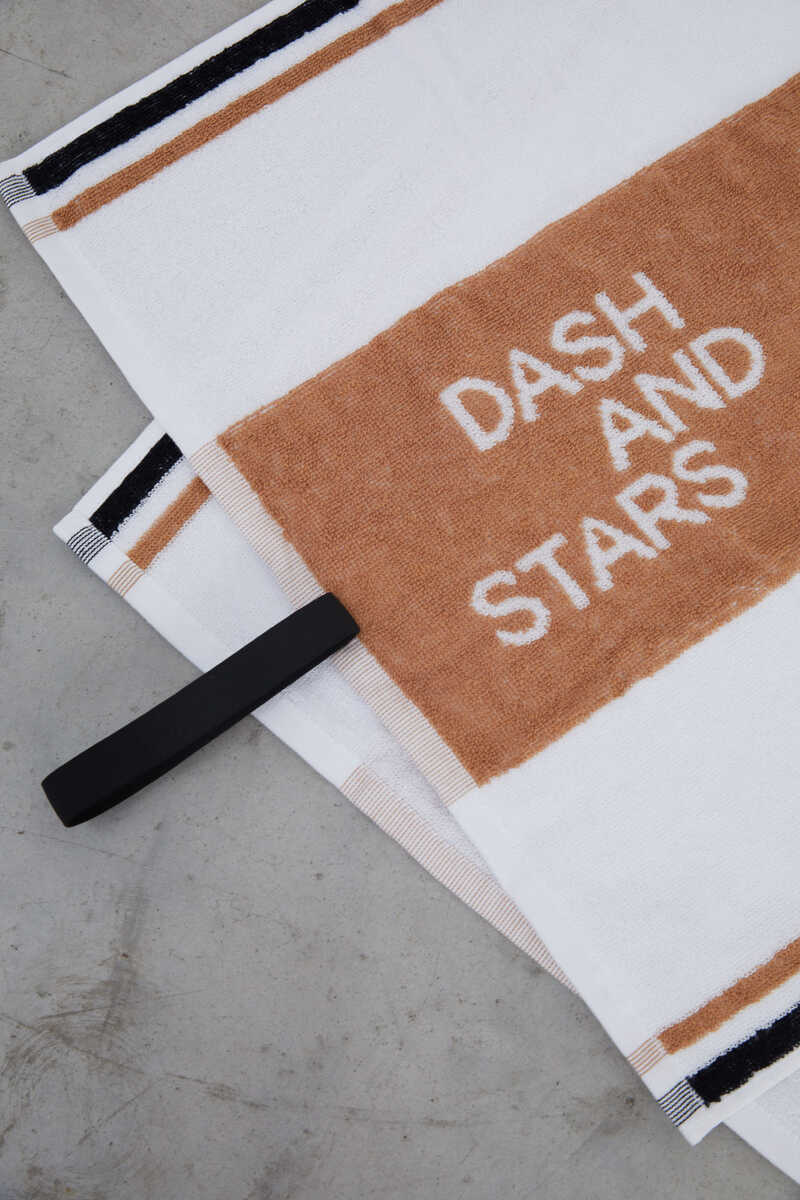 Dash and Stars 100% cotton terry towel  beige