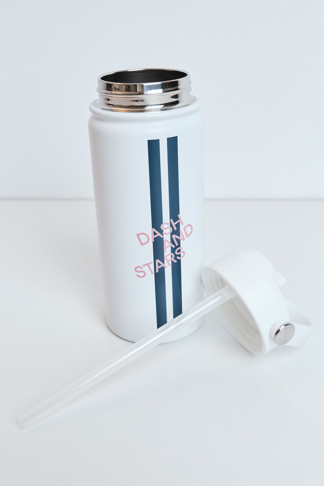 Dash and Stars Bouteille en acier inoxydable blanche