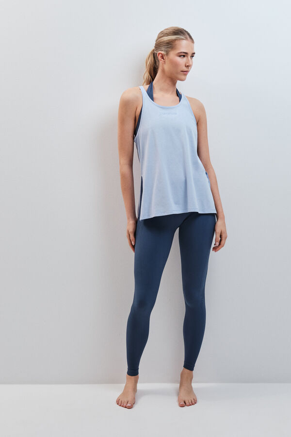 Dash and Stars Blue 100% cotton halterneck T-shirt blue