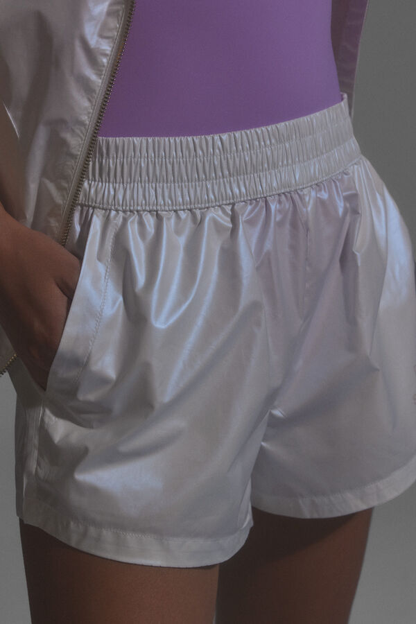 Dash and Stars Pearly white technical shorts grey