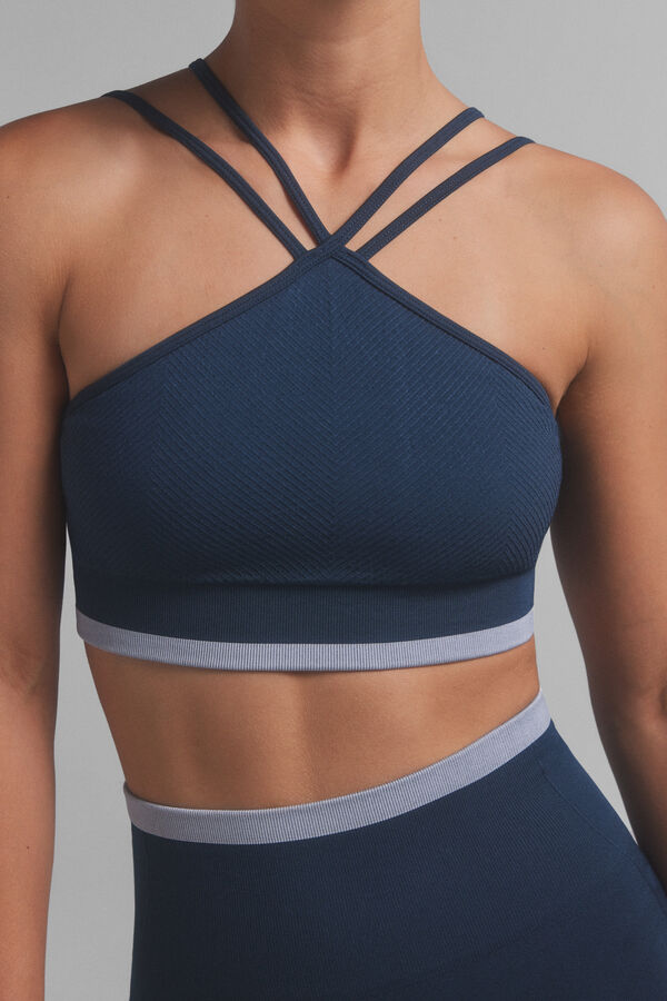 Dash and Stars Brassière de sport bleue SEAMLESS COMFORT. Collaboration spéciale @ffitcoco bleu